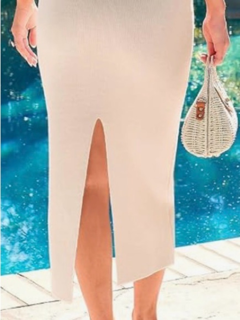 Strapless Twist-Front Bodycon Dress in Cream - Picture 2 of 3